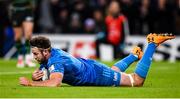 14 December 2019; Caelan Doris of Leinster scores his side's seventh try during the Heineken Champions Cup Pool 1 Round 4 match between Leinster and Northampton Saints at the Aviva Stadium in Dublin. Photo by Stephen McCarthy/Sportsfile