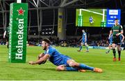 14 December 2019; Caelan Doris of Leinster scores his side's eighth try during the Heineken Champions Cup Pool 1 Round 4 match between Leinster and Northampton Saints at the Aviva Stadium in Dublin. Photo by Sam Barnes/Sportsfile