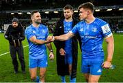 14 December 2019; Dave Kearney, left, Ross Byrne, centre, and Garry Ringrose of Leinster following the Heineken Champions Cup Pool 1 Round 4 match between Leinster and Northampton Saints at the Aviva Stadium in Dublin. Photo by Ramsey Cardy/Sportsfile