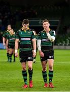 14 December 2019; Fraser Dingwal, right, and James Grayson of Northampton Saints, dejected following the Heineken Champions Cup Pool 1 Round 4 match between Leinster and Northampton Saints at the Aviva Stadium in Dublin. Photo by Sam Barnes/Sportsfile