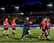 14 December 2019; Tommy O’Donnell of Munster, centre, with team-mates following their side's defeat during the Heineken Champions Cup Pool 4 Round 4 match between Saracens and Munster at Allianz Park in Barnet, England. Photo by Seb Daly/Sportsfile