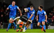 14 December 2019; Jordan Larmour of Leinster is tackled by Fraser Dingwal of Northampton Saints during the Heineken Champions Cup Pool 1 Round 4 match between Leinster and Northampton Saints at the Aviva Stadium in Dublin. Photo by Sam Barnes/Sportsfile