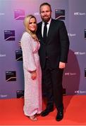 14 December 2019; In attendance during the RTÉ Sports Awards 2019 at RTÉ studios in Donnybrook, Dublin, are 2019 Open Champion golfer Shane Lowry with his wife Wendy Honner. Photo by Brendan Moran/Sportsfile