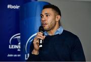 14 December 2019; Adam Byrne of Leinster speaking during a Q and A in The Blue Room at the Heineken Champions Cup Pool 1 Round 4 match between Leinster and Northampton Saints at the Aviva Stadium in Dublin. Photo by Sam Barnes/Sportsfile