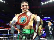 14 December 2019; Michael Conlan celebrates defeating Vladimir Nikitin in their featherweight bout at Madison Square Garden in New York, USA. Photo by Mikey Williams/Top Rank/Sportsfile