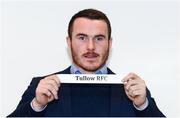 14 December 2019; Leinster's Peter Dooley draws out the name of Tullow RFC during the Bank of Ireland Provincial Towns Cup first round draw at the Aviva Stadium in Dublin. Photo by Stephen McCarthy/Sportsfile