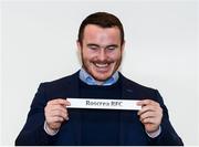 14 December 2019; Leinster's Peter Dooley draws out the name of Roscrea RFC during the Bank of Ireland Provincial Towns Cup first round draw at the Aviva Stadium in Dublin. Photo by Stephen McCarthy/Sportsfile