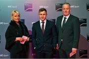 14 December 2019; In attendance during the RTÉ Sports Awards 2019 at RTÉ studios in Donnybrook, Dublin, is Rugby player and member of the 2019 Ireland U20 Grand Slam Championship winning team Craig Casey with his parents Sinead and Ger. Photo by Brendan Moran/Sportsfile