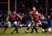 14 December 2019; Jean Kleyn of Munster is tackled by Joel Kpoku, left, and George Kruis of Saracens during the Heineken Champions Cup Pool 4 Round 4 match between Saracens and Munster at Allianz Park in Barnet, England. Photo by Seb Daly/Sportsfile