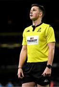 14 December 2019; Referee Daniel Jones during the Heineken Champions Cup Pool 1 Round 4 match between Leinster and Northampton Saints at the Aviva Stadium in Dublin. Photo by Ramsey Cardy/Sportsfile