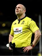 14 December 2019; Assistant referee Dewi Phillips during the Heineken Champions Cup Pool 1 Round 4 match between Leinster and Northampton Saints at the Aviva Stadium in Dublin. Photo by Ramsey Cardy/Sportsfile
