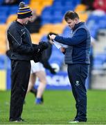 14 December 2019; Wicklow manager Davy Burke, right, with selector Mike Hassett before the 2020 O'Byrne Cup Round 2 match between Wicklow and Kildare at Joule Park in Aughrim, Wicklow. Photo by Piaras Ó Mídheach/Sportsfile