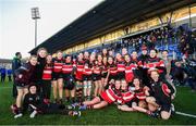 15 December 2019; The Wicklow team celebrate following the Leinster Rugby Girls U14 Cup Final match between Naas and Wicklow at Energia Park in Donnybrook, Dublin. Photo by Ramsey Cardy/Sportsfile
