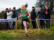 15 December 2019; Nuala Bose of Olympian Youth & A.C., Co. Donegal, competing in the U17 Girl's 4000m during the Irish Life Health Novice & Juvenile Uneven XC at Cow Park in Dunboyne, Co. Meath. Photo by Harry Murphy/Sportsfile