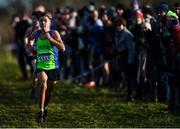 15 December 2019; Scott Fagan of Metro/St. Brigid's A.C., Co. Dublin, his way to winning the U17 Boys 5000m during the Irish Life Health Novice & Juvenile Uneven XC at Cow Park in Dunboyne, Co. Meath. Photo by Harry Murphy/Sportsfile