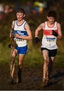 15 December 2019; Cian O'Riordan of West Waterford A.C., Co. Waterford, left, and Barry Murphy of Galway City Harriers A.C., Co. Galway, competing in the U19 Boy's 6000m during the Irish Life Health Novice & Juvenile Uneven XC at Cow Park in Dunboyne, Co. Meath. Photo by Harry Murphy/Sportsfile