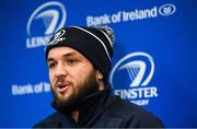 16 December 2019; Jamison Gibson-Park during a Leinster Rugby press conference at Leinster Rugby Headquarters in UCD, Dublin. Photo by Ramsey Cardy/Sportsfile