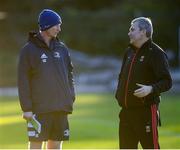 16 December 2019; Head coach Leo Cullen, left, in conversation with Mayo football manager James Horan during Leinster Rugby squad training at UCD, Dublin. Photo by Ramsey Cardy/Sportsfile