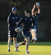 16 December 2019; Harry Byrne and Head coach Leo Cullen during Leinster Rugby squad training at UCD, Dublin. Photo by Ramsey Cardy/Sportsfile