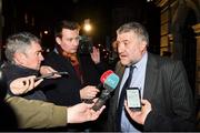 16 December 2019; FAI lead executive Paul Cooke is interviewed by media following a meeting with Minister for Transport, Tourism and Sport Shane Ross T.D., and Minister of State for Tourism and Sport, Brendan Griffin T.D., at Dáil Éireann. Photo by Seb Daly/Sportsfile