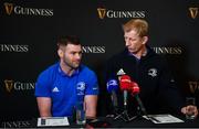 19 December 2019; Fergus McFadden, left, and Head coach Leo Cullen during a Leinster Rugby Press Conference at the Guinness Open Gate Brewery in Dublin. Photo by Harry Murphy/Sportsfile