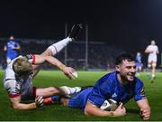 20 December 2019; Robbie Henshaw of Leinster goes over to score his side's fourth try despite the tackle of David Shanahan of Ulster during the Guinness PRO14 Round 8 match between Leinster and Ulster at the RDS Arena in Dublin. Photo by Harry Murphy/Sportsfile