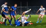 20 December 2019; Jonny Stewart of Ulster dives over to score his side's sixth try during the Guinness PRO14 Round 8 match between Leinster and Ulster at the RDS Arena in Dublin. Photo by Ramsey Cardy/Sportsfile