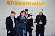 20 December 2019; Leinster players James Tracy, Caelan Doris and James Lowe with supporters at Autograph Alley prior to the Guinness PRO14 Round 8 match between Leinster and Ulster at the RDS Arena in Dublin. Photo by Brendan Moran/Sportsfile