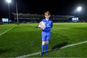 20 December 2019; Mascot 12 year old Adam Kirwan, from Monasterevin, Co. Kildare, ahead of the Guinness PRO14 Round 8 match between Leinster and Ulster at the RDS Arena in Dublin. Photo by Ramsey Cardy/Sportsfile