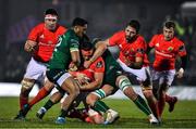 21 December 2019; CJ Stander of Munster is tackled by Bundee Aki, left, and Quinn Roux of Connacht during the Guinness PRO14 Round 8 match between Connacht and Munster at The Sportsground in Galway. Photo by Brendan Moran/Sportsfile