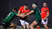 21 December 2019; Shane Daly of Munster is tackled by Kyle Godwin, left, and Tom Daly of Connacht during the Guinness PRO14 Round 8 match between Connacht and Munster at The Sportsground in Galway. Photo by Brendan Moran/Sportsfile