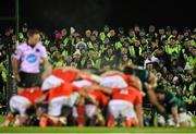 21 December 2019; Spectators wearing hi-vis jackets watch on during the Guinness PRO14 Round 8 match between Connacht and Munster at The Sportsground in Galway. Photo by Seb Daly/Sportsfile