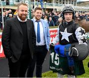 27 December 2019; Shane Lowry, left, with jockey Jonathan Moore after riding Theatre of War to finish second following The Paddy Power Only 364 Days Till Christmas 3-Y-O Maiden Hurdle during Day Two of the Leopardstown Christmas Festival 2019 at Leopardstown Racecourse in Dublin. Photo by Matt Browne/Sportsfile
