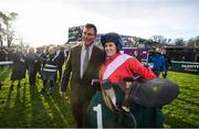 27 December 2019; Rachael Blackmore with John Hernon after winning the Paddy's Rewards Club Loyaltys Dead Live for Rewards steeplechase on A Plus Tard during Day Two of the Leopardstown Christmas Festival 2019 at Leopardstown Racecourse in Dublin. Photo by David Fitzgerald/Sportsfile