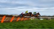 27 December 2019; Heaven Help Us, with Sean Flanagan up, centre, and fellow runners and riders jump the last first time round the Paddy Power Future Champions Novice Hurdle during Day Two of the Leopardstown Christmas Festival 2019 at Leopardstown Racecourse in Dublin. Photo by David Fitzgerald/Sportsfile