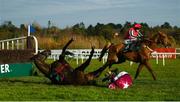 27 December 2019; Hardline, with Jack Kennedy up, fall at the last during the Paddy's Rewards Club Loyaltys Dead Live for Rewards steeplechase during Day Two of the Leopardstown Christmas Festival 2019 at Leopardstown Racecourse in Dublin. Photo by David Fitzgerald/Sportsfile