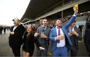 27 December 2019; Racegoers celebrate a winner in the Paddy Power Games Don't Think You're Special Handicap Hurdle during Day Two of the Leopardstown Christmas Festival 2019 at Leopardstown Racecourse in Dublin. Photo by David Fitzgerald/Sportsfile