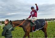 27 December 2019; Jack Kennedy on Roaring Bull celebrates after winning the The Paddy Power Steeplechase during Day Two of the Leopardstown Christmas Festival 2019 at Leopardstown Racecourse in Dublin. Photo by Matt Browne/Sportsfile