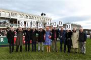 27 December 2019; Leading racehorse trainer Jim Bolger and Champion National Hunt jockey Davy Russell announce that their annual celebrity hurling match, Hurling for Cancer Research, has raised over €1m for the Irish Cancer Society’s cancer research in eight years. They were joined at Leopardstown Christmas Racing Festival by, from left, Ruby Walsh, Jim Bolger, Tony McCoy, Kevin Manning, Paul Nolan, Miriam O'Callaghan, Colm O'Rourke, Mark Mellett from the  Irish Cancer Society, Katie Walsh, former Wexford player Dave Bernie and RTE Sunday Game panellist, Cyril Farrell, to celebrate the milestone fundraising goal. Photo by Matt Browne/Sportsfile