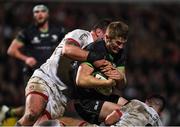 27 December 2019; Conor Fitzgerald of Connacht is tackled by Jack McGrath, left, and John Cooney of Ulster during the Guinness PRO14 Round 9 match between Ulster and Connacht at the Kingspan Stadium in Belfast. Photo by Ramsey Cardy/Sportsfile