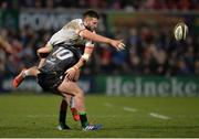 27 December 2019; Stuart McCloskey of Ulster gets the off load away before he is tackled by Conor Fitzgerald of Connacht during the Guinness PRO14 Round 9 match between Ulster and Connacht at Kingspan Stadium in Belfast. Photo by Oliver McVeigh/Sportsfile