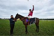 28 December 2019; Jack Kennedy celebrates on Apple's Jade after winning the Frank Ward Memorial Hurdle during Day Three of the Leopardstown Christmas Festival 2019 at Leopardstown Racecourse in Dublin. Photo by David Fitzgerald/Sportsfile