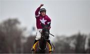 28 December 2019; Jack Kennedy celebrates on Delta Work after winning the Savills Chase during Day Three of the Leopardstown Christmas Festival 2019 at Leopardstown Racecourse in Dublin. Photo by David Fitzgerald/Sportsfile