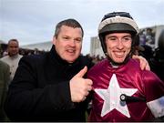 28 December 2019; Jockey Jack Kennedy and trainer Gordon Eliott after sending out Delta Work to win the Savills Chase during Day Three of the Leopardstown Christmas Festival 2019 at Leopardstown Racecourse in Dublin. Photo by Harry Murphy/Sportsfile