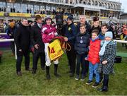 28 December 2019; Jockey Jack Kennedy, trainer Gordon Eliott, owers Michael and Eddie O'Leary after sending out Delta Work to win the Savills Chase during Day Three of the Leopardstown Christmas Festival 2019 at Leopardstown Racecourse in Dublin. Photo by Harry Murphy/Sportsfile
