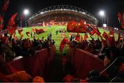 28 December 2019; A general view of the Munster team entering the pitch prior to the Guinness PRO14 Round 9 match between Munster and Leinster at Thomond Park in Limerick. Photo by Ramsey Cardy/SPORTSFILE