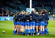 28 December 2019; Leinster players huddle together before the Women's Rugby Friendly between Harlequins and Leinster at Twickenham Stadium in London, England. Photo by Matt Impey/Sportsfile