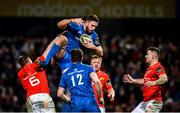 28 December 2019; Josh Murphy of Leinster in action against Tommy O’Donnell and Shane Daly of Munster during the Guinness PRO14 Round 9 match between Munster and Leinster at Thomond Park in Limerick. Photo by Diarmuid Greene/Sportsfile