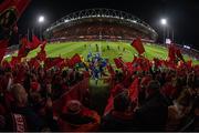 28 December 2019; The Leinster team return to the dressing room ahead of the Guinness PRO14 Round 9 match between Munster and Leinster at Thomond Park in Limerick. Photo by Ramsey Cardy/Sportsfile