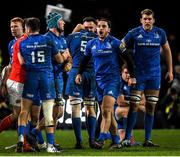 28 December 2019; Leinster's James Lowe, centre, celebrates during the Guinness PRO14 Round 9 match between Munster and Leinster at Thomond Park in Limerick. Photo by Ramsey Cardy/Sportsfile